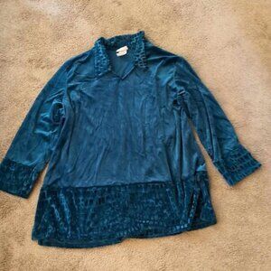 Michael Mims Kathy Cole 3X Vintage Velvet Velour Tun Top Long Sv Collared Plush